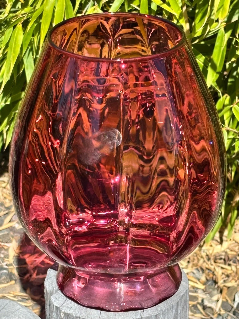 Vintage Cranberry Blown Glass Vase